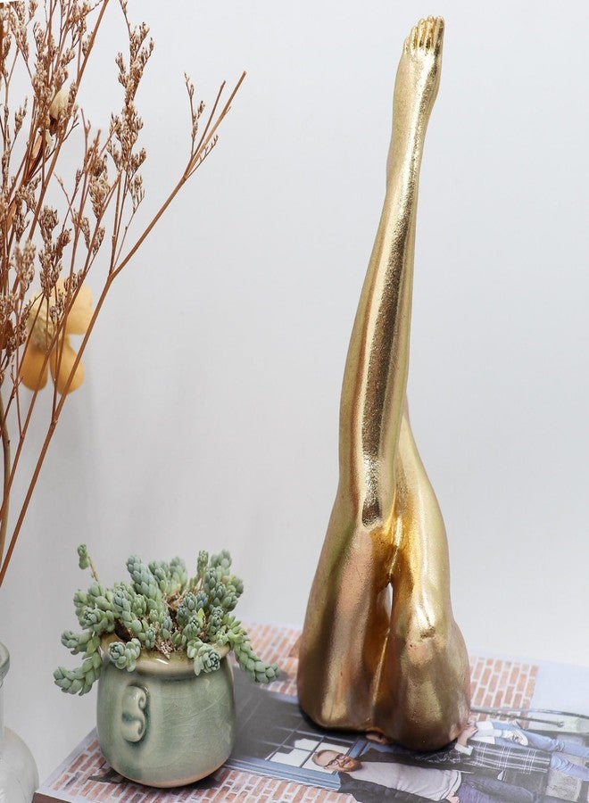Neeenn Gold Legs Statue, Resin Abstract Art Legs Ornament, Yoga Woman Decor Sculpture, Modern Aesthetic Figurine Decoration, Suitable for Home Living Room Bedroom Office Shelf Table Desk Bookshelf Decor - Image 3